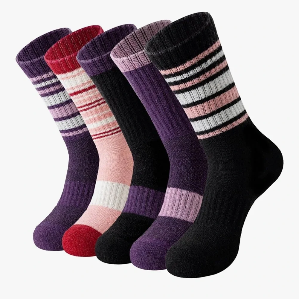 🆕 Wool Socks for Women - Hiking Womens Socks 5 Pairs, Thermal